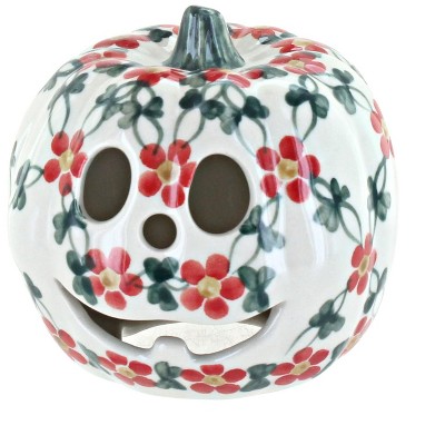 Blue Rose Polish Pottery Candy Apple Small Pumpkin Luminary Style 5