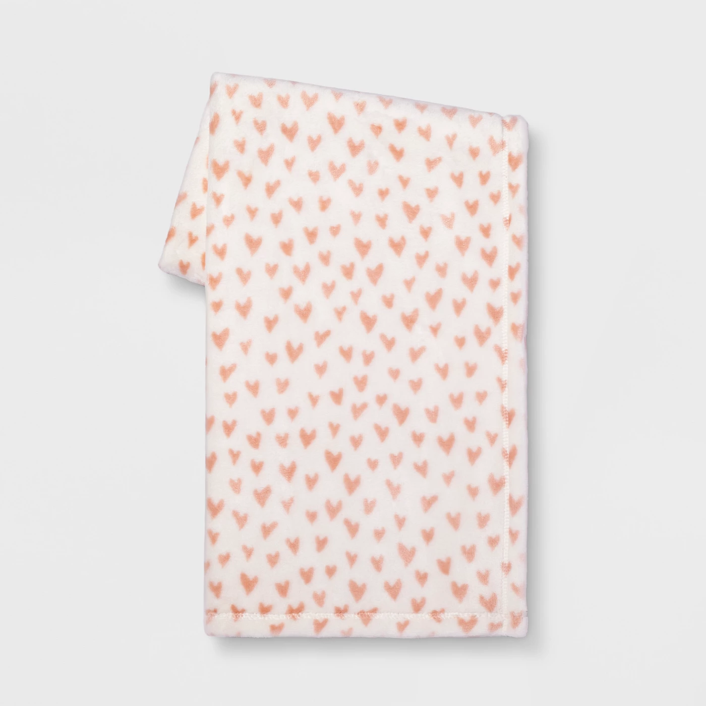 Mini Heart Plush Throw Blanket Cream - image 1 of 1