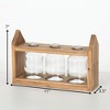 Sullivans 7" Glass Bottle Vases With Wood Stand, Brown - 4 of 4