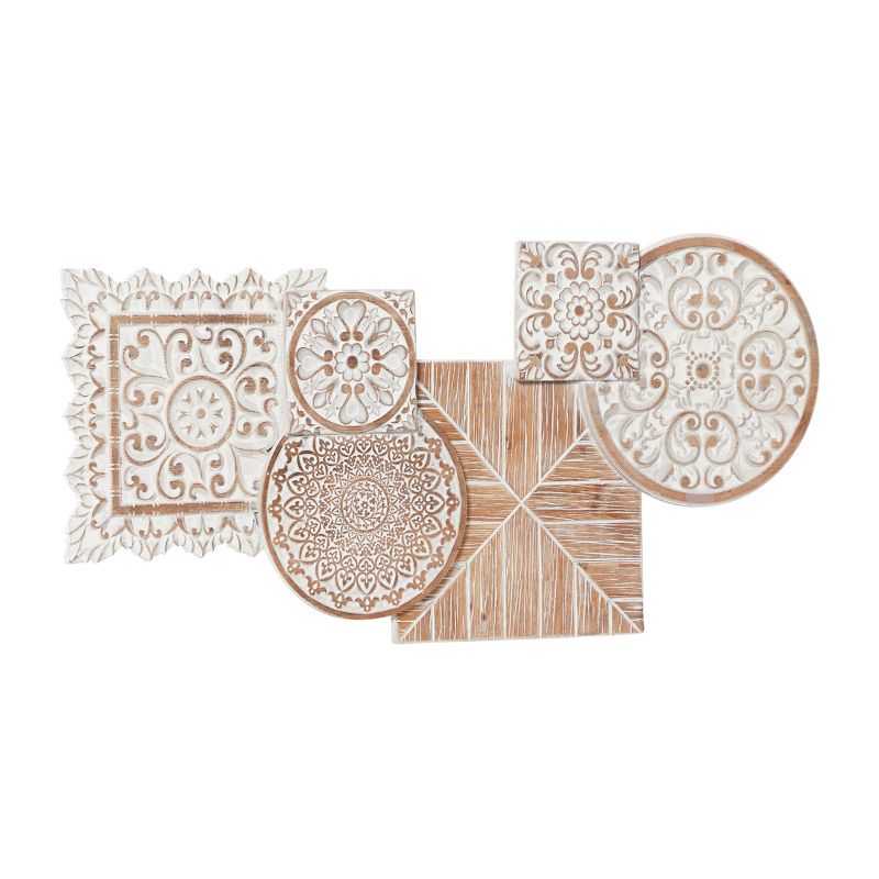 Farmhouse Wood Floral Intricately Carved Wall Decor White - Olivia &#38; May, 5 of 6