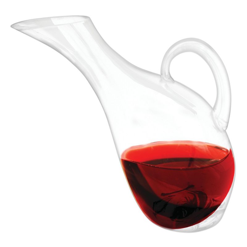 True Mallard Duck Handled Wine Decanter, Hand Blown Glass Carafe for Red or White Wine, Hand Wash, Holds 1 Standard Bottle, Clear Finish, 6 of 10