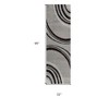 HomeRoots 8' Gray and Black Abstract Power Loom Distressed Runner Rug - 3 of 4