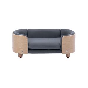Multipet Scandinavian Style Elevated Dog Bed Pet Sofa with Solid Wood legs and Bent Wood Back, Velvet Cushion - 1 of 4
