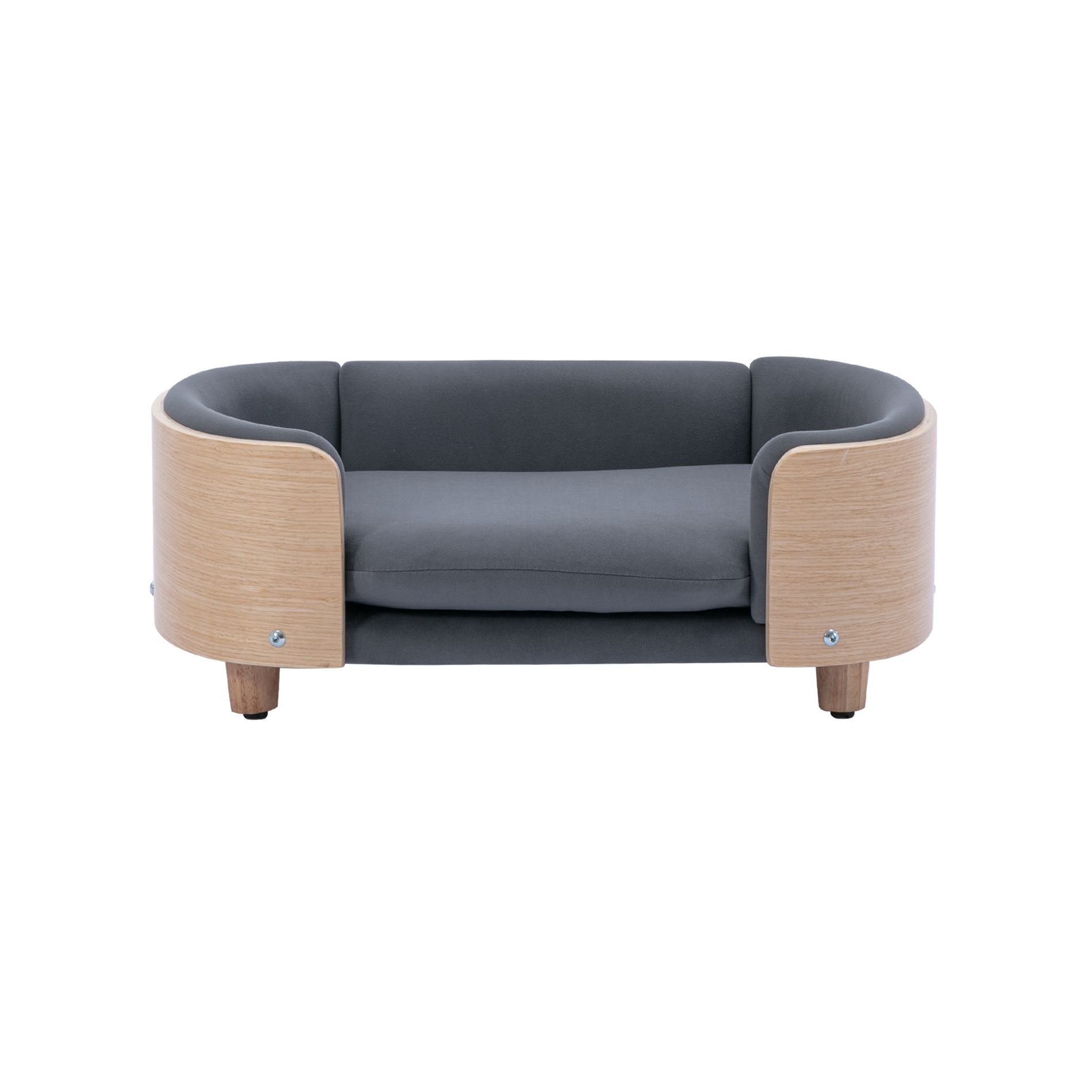 Multipet Scandinavian Style Elevated Dog Bed Pet Sofa with Solid Wood legs and Bent Wood Back, Velvet Cushion