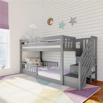 Max & Lily Low Bunk with Stairs and Guard Rail