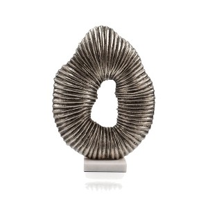 HomeRoots 17" Silver And White Aluminum And Marble Tabletop Sculpture - 1 of 4