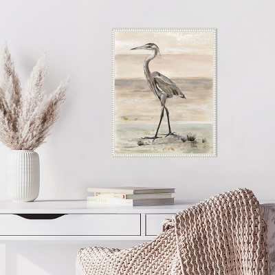 Beaded White Framed Egret Canvas Wall Art 16 x 20-in