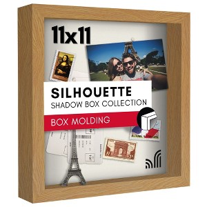 Americanflat 11x11 Shadow Box Frame in Oak with Soft Linen Back - Composite Wood with Polished Glass for Wall and Tabletop - 1 of 4
