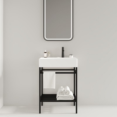 NicBex Bathroom Vanity with Basin,Bathroom Sink Vanity with Open Metal Leg and Shelves,24 inch Bathroom Sink Cabinet for Bathroom