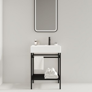 NicBex Bathroom Vanity with Basin,Bathroom Sink Vanity with Open Metal Leg and Shelves,24 inch Bathroom Sink Cabinet for Bathroom - 1 of 4