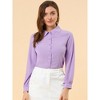 Allegra K Women's Work Peter Pan Collar Long Bishop Sleeve Button Down Shirt - 2 of 4