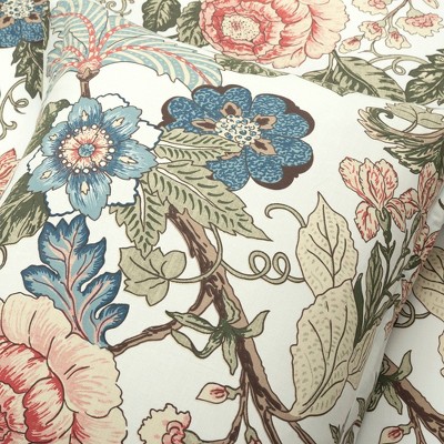 Sydney Twin XL Green Blue Reversible Cotton Floral Duvet Cover Set