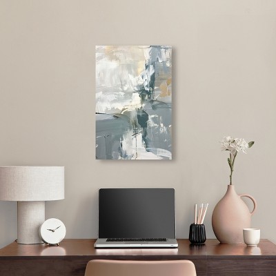 Mist Green and Beige Abstract Canvas Wall Art, 24" x 16"