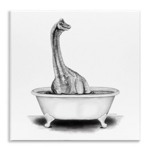 Stupell Industries 17"x17" Kids' Dinosaur Vintage Bathroom Tub Wall Art Unframed - 1 of 4