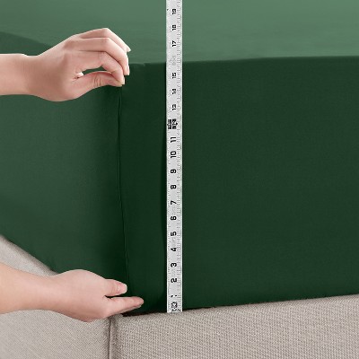 Deep Pocket Dark Green Queen Microfiber Fitted Sheet