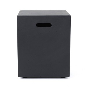 Aidan Outdoor Light Weight Concrete Square Tank Holder Side Table - Christopher Knight Home - 1 of 4