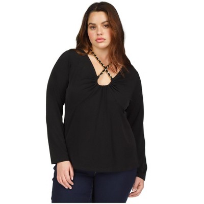 Michael Kors Womens Chain Neck Pullover Blouse