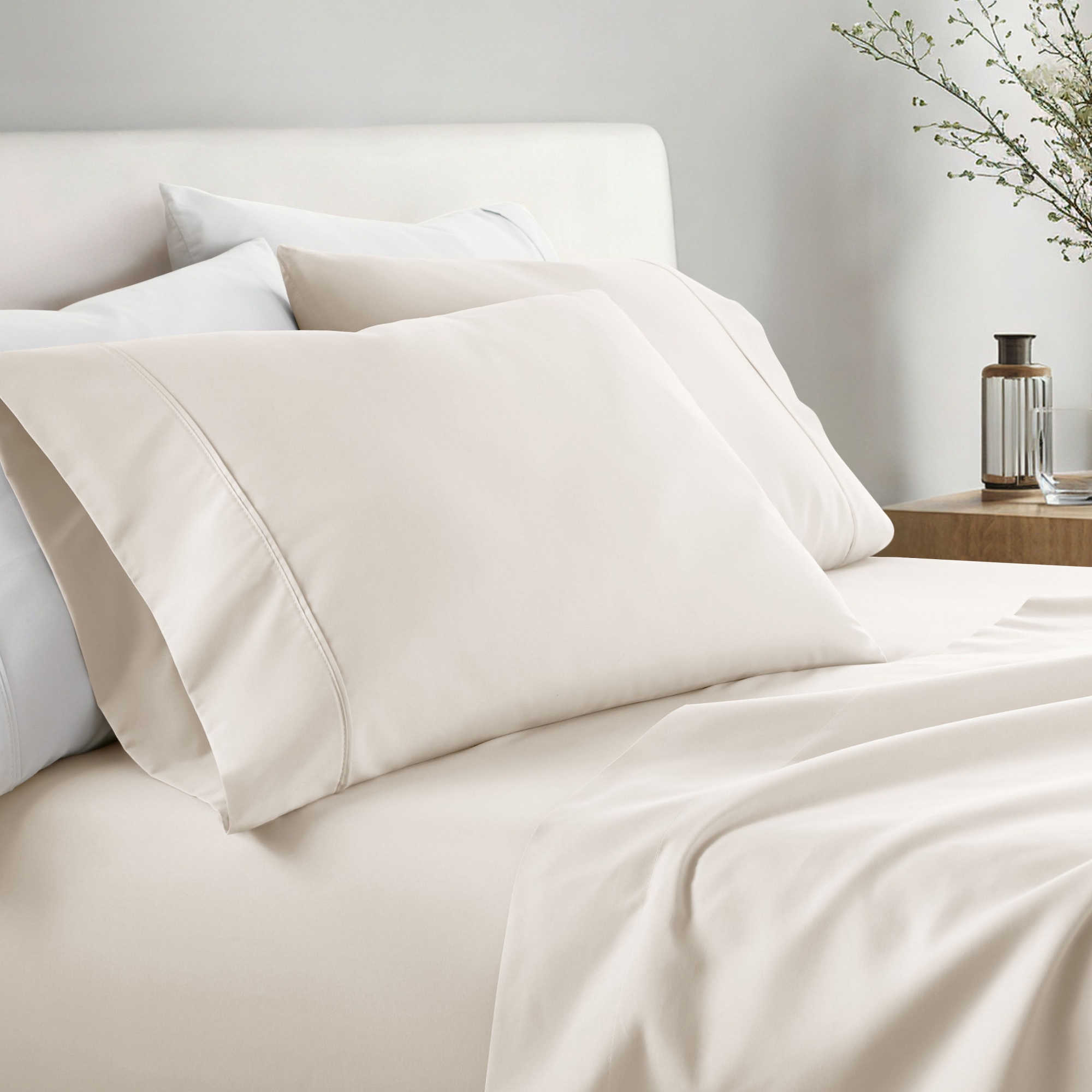 Set Of 2 Solid Pillowcases - Ultra Soft - Becky Cameron, Ivory, Standard