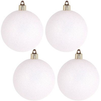 Christmas by Krebs 4ct Snowball White Shatterproof Christmas Ball Ornaments 4" (100mm)