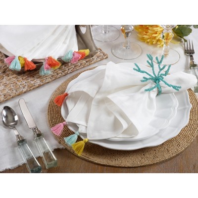 Ivory Cotton Fiesta Tassel Napkins, Set of 4
