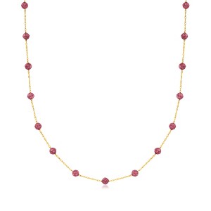Pure Collection by Ross-Simons 6.00 ct. t.w. Pink Tourmaline Bead Station Necklace in 14kt Yellow Gold - 1 of 4