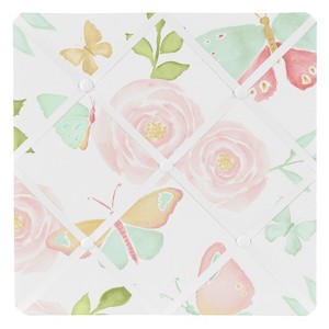 Sweet Jojo Designs Girl Fabric Photo Memo Board Butterfly Floral Pink Green and White - 1 of 3