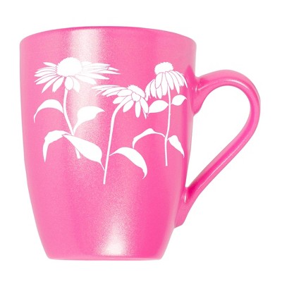 Elanze Designs Botanical Floral Flower Coffee Cup Mug 10 Ounce Ceramic With Shimmery Metallic Finish Elegant Minimalist Coneflower Silhouette Princess
