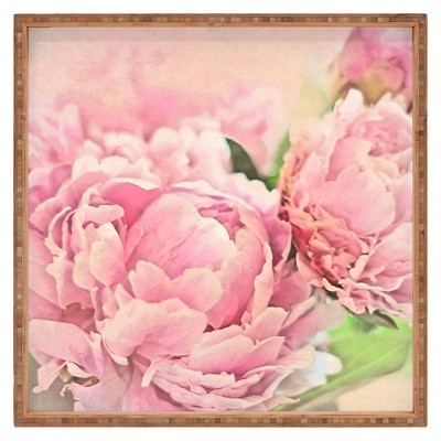Lisa Argyropoulos Pink Peonies Square Tray - Pink - Deny Designs