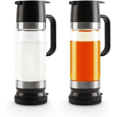 2 Pack 12 OZ Glass Syrup Dispenser with Handle, No Drip Pouring, Coffee Bar Accessories for Coffee and Tea