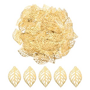 Unique Bargains Hollow Metal Leaf Pendants Decoration 200 Pcs - 1 of 4