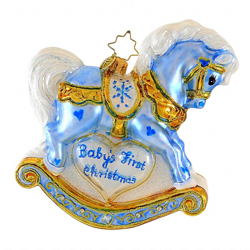 Christopher Radko Company 5.5 Inch Baby's First Christmas Foal Boy Ornament Baptism Tree Ornaments, 3 of 4
