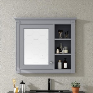Medicine Cabinet, Wall Mounted Bathroom Storage Cabinet with Mirror, Modern Bathroom Wall Cabinet with Concealed & Open Shelves - 1 of 4