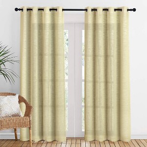 Sheer Voile Curtains for Living Room & Bedroom Light Filtering Drapes with Grommet Top 50x84 - Cotton Passion - 1 of 4