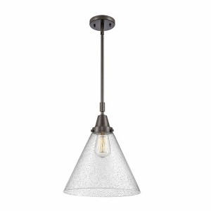 Cone - 1 Light Stem Hung Mini Pendant In Industrial Style-17.13 Inches Tall and 12 Inches Wide - 1 of 1