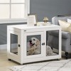 PawHut Dog Crate Furniture, 37 Dog Kennel Furniture w/ Water-Resistant Cushion, Double Doors for Large Dogs, Dog Crate End Table for Indoor Use, White - 2 of 4