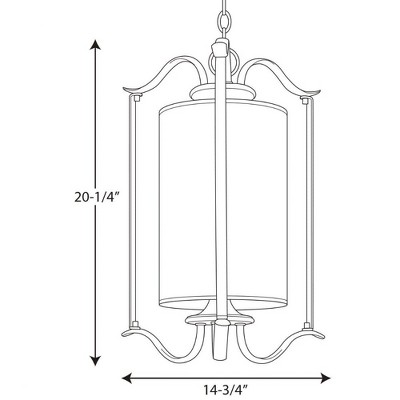Elegant Antique Bronze Foyer Pendant with Off-White Linen Shade