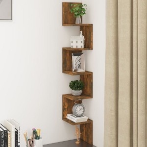 vidaXL Wall Corner Shelf Smoked Oak 7.9 in.x7.9 in.x50.2 in. Engineered Wood - 1 of 4