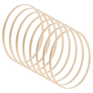 Unique Bargains Craft DIY Wedding Decor Bamboo Wooden Wreath Rings Beige 8 Pcs - 1 of 4