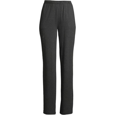 Lands' End Women's Sport Knit High Rise Elastic Waist Pull On Pants -  Medium - Dark Charcoal Heather