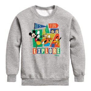 Boys' - Disney - Its Fun To Explore Graphic Long Sleeve Fleece Sweatshirt - 1 of 4