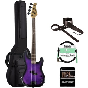 Sawtooth EP Series Electric Bass Guitar with Gig Bag & Accessories, Trans Purple - 1 of 4