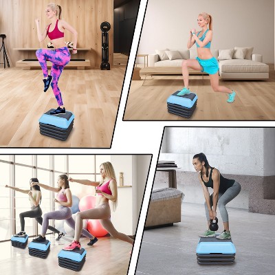 Vynxaria Height-Adjustable Aerobic Step Platform - Fitness Stepper with 4 Risers