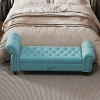 GDFStudio Archibald Modern 64.5" Wood and velvet Button-Tufted Upholstered Storage Bench with Nail Accent - 3 of 4