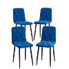 38.60"Square Dining Table Set, Mid Century Modern Square Dining Table for 4 Person, Faux Marble Tabletop, Iron Legs,Black+Blue - 4 of 4