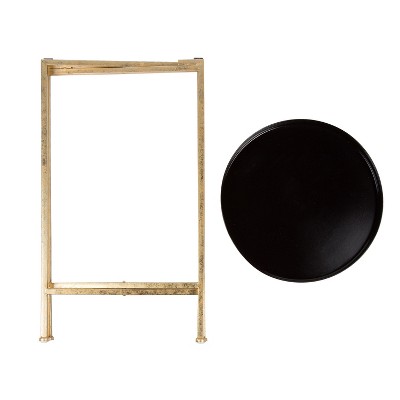 Celia Black and Gold Round Metal Foldable Tray Table