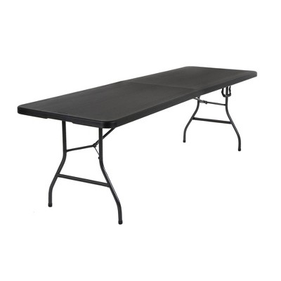 8' Fold-in-Half Blow Molded Folding Table Black - Room & Joy