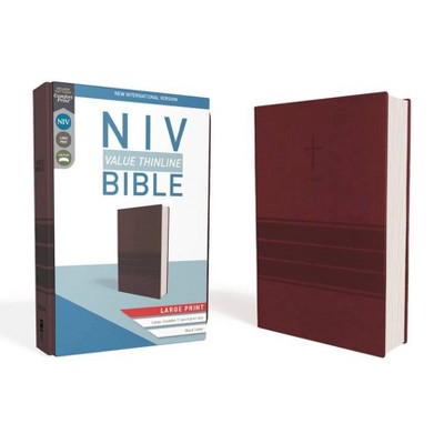 NIV, Value Thinline Bible, Large Print, Imitation Leather, Burgundy - by  Zondervan (Leather Bound)