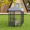 LAOTIES Outdoor Dog Kennel with Roof for Large Dogs,Metal Enclosure Cage with Lockable Bowl Door,Waterproof Cover - 2 of 4