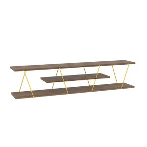 SEVOBAL TV Stands and Consoles Entertainment Century Modern with Open Storage and Metal Cable for Living Room, Walnut, 12"*56"*12" - 1 of 4