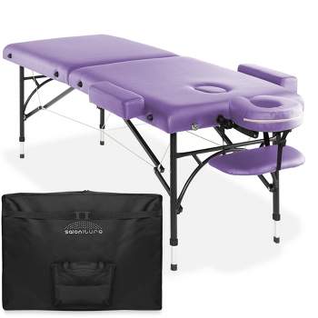Saloniture Professional Portable Lightweight Bi-Fold Massage Table with Aluminum Legs